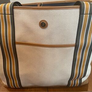 Paravel Tote Bag with Striped Olive & Tan Straps